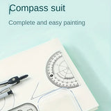 8PCS Drawings for Geometry School Compasses, Mechanical Pencils, Protractors, Rulers, and Tripods, with Storage Boxes