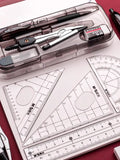 Student Drawing and Drafting Set (Compass + eraser + pencil + lead + ruler 4-piece set) 8-piece stationery set