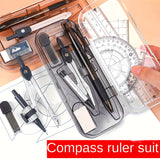 8PCS Drawings for Geometry School Compasses, Mechanical Pencils, Protractors, Rulers, and Tripods, with Storage Boxes