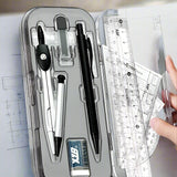 8PCS Drawings for Geometry School Compasses, Mechanical Pencils, Protractors, Rulers, and Tripods, with Storage Boxes