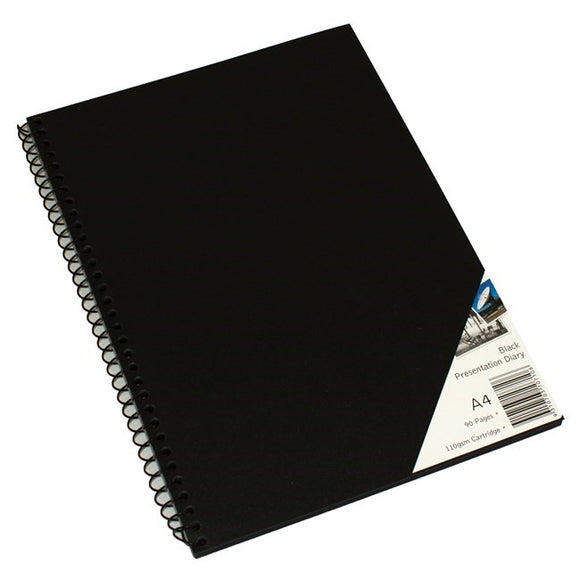 Presentation Visual Art Diary 110gsm A4 90 Pages - Black Paper