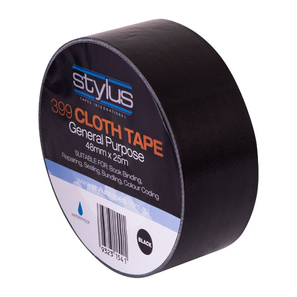 Cloth Tape 48mm x 25m x 1 Roll Stylus 399 Black