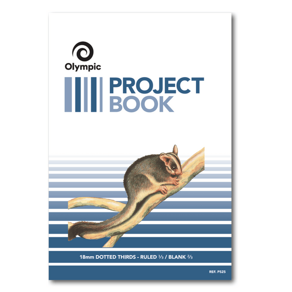 Olympic Project Book 18mm Dotted Thirds Ruled/Blank 335x240mm 24 pages