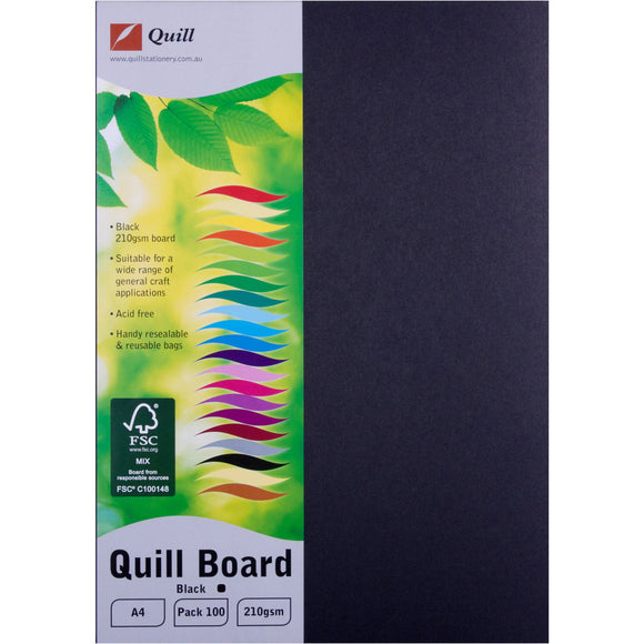 Cardboard A4 210gsm Black 100pk