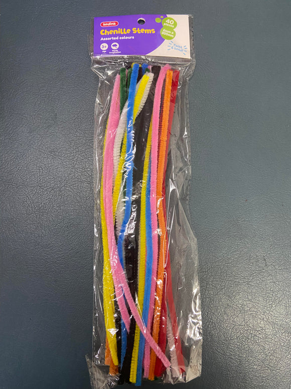 Chenille Stems Assorted Colours 40pk