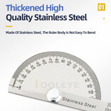 180 Degree Protractor Metal Angle Finder Angle Ruler Woodworking Tools Measuring Ruler Angle Meter Stainless Steel Goniometer