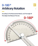 180 Degree Protractor Metal Angle Finder Angle Ruler Woodworking Tools Measuring Ruler Angle Meter Stainless Steel Goniometer