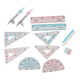 8Pcs/Set Compasses Rulers Professional Drawing Tools Geometry Maths Art Drawing Supplies Office Student Stationery Gift Prizes