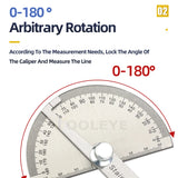 180 Degree Protractor Metal Angle Finder Angle Ruler Woodworking Tools Measuring Ruler Angle Meter Stainless Steel Goniometer