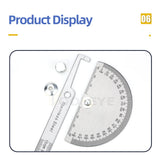 180 Degree Protractor Metal Angle Finder Angle Ruler Woodworking Tools Measuring Ruler Angle Meter Stainless Steel Goniometer