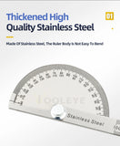 180 Degree Protractor Metal Angle Finder Angle Ruler Woodworking Tools Measuring Ruler Angle Meter Stainless Steel Goniometer