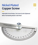 180 Degree Protractor Metal Angle Finder Angle Ruler Woodworking Tools Measuring Ruler Angle Meter Stainless Steel Goniometer