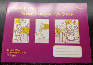Masterpiece Music Manuscript 20 Page - 15mm Staff 5 Staves Per Page