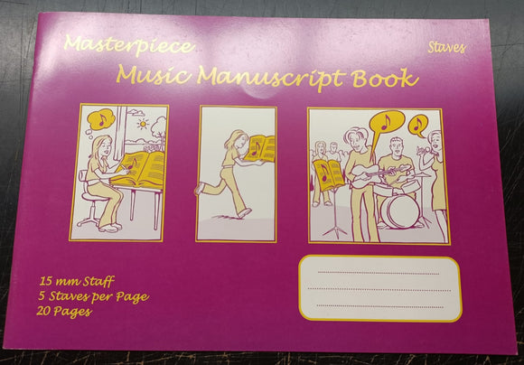 Masterpiece Music Manuscript 20 Page - 15mm Staff 5 Staves Per Page