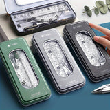 Exquisite 7/8in 1 Ruler Stationery Set Aluminum Alloy Compasses Multifunctional Combination Ruler Triangle Protractor Drawing