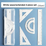 Aluminum Alloy Four-piece Ruler High Value Drawing Set Small Triangle Geometric Protractor Metal Ruler School Office Stationery