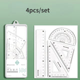 4pcs/7pcs Geometric Mathematical Drawing Tool Set Multi-functional Compass Protractor Ruler Eraser
