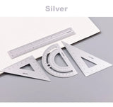Deli Metal Ruler School Drawing Measuring Triangle Ruler for Kids Learning Angle Straight Ruler Set Office Accessories Supplies