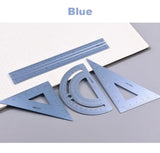 Metal Ruler School Drawing Measuring Triangle Ruler for Kids Learning Angle Straight Ruler Set Office Accessories Supplies