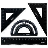 Aluminum Alloy Four-piece Ruler High Value Drawing Set Small Triangle Geometric Protractor Metal Ruler School Office Stationery