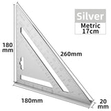 Triangle Ruler 7Inch Measurement Tool Aluminium Alloy Carpenter Set Square Angle Woodworking Tools Try Square Triangular Metric