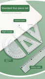 4pcs/7pcs Geometric Mathematical Drawing Tool Set Multi-functional Compass Protractor Ruler Eraser