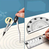 Exquisite 7/8in 1 Ruler Stationery Set Aluminum Alloy Compasses Multifunctional Combination Ruler Triangle Protractor Drawing