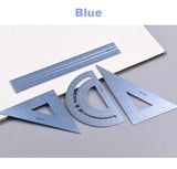 Deli Metal Ruler School Drawing Measuring Triangle Ruler for Kids Learning Angle Straight Ruler Set Office Accessories Supplies