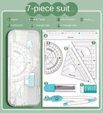 4pcs/7pcs Geometric Mathematical Drawing Tool Set Multi-functional Compass Protractor Ruler Eraser